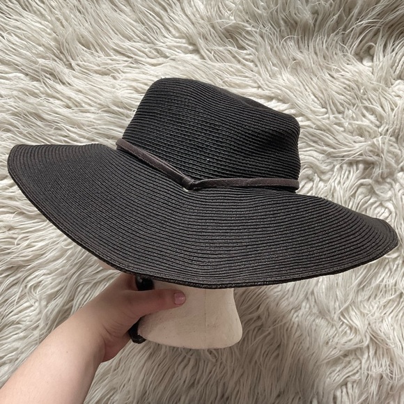 San Diego Hat Company Brown Woven Paper Leather Drawstring Large Brim Sun Hat OS main image 6